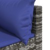 Szürke polyrattan kerti sarokkanapé párnákkal
