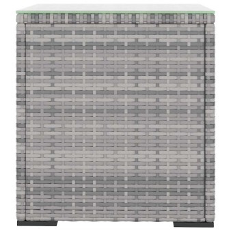 Szürke polyrattan és edzett üveg kisasztal 40 x 37 x 40,5 cm