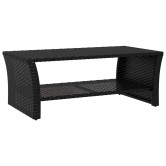 Fekete polyrattan dohányzóasztal 100 x 50 x 40 cm Fekete polyrattan dohányzóasztal 100 x 50 x 40 cm