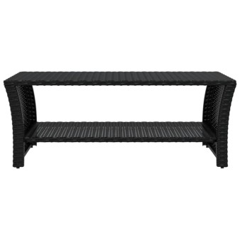 Fekete polyrattan dohányzóasztal 100 x 50 x 40 cm