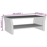 Fekete polyrattan dohányzóasztal 100 x 50 x 40 cm Fekete polyrattan dohányzóasztal 100 x 50 x 40 cm