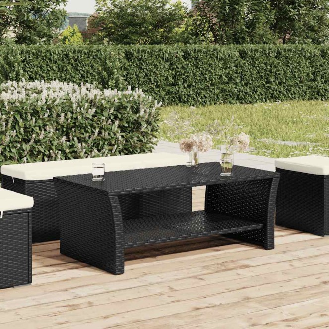 Fekete polyrattan dohányzóasztal 100 x 50 x 40 cm Fekete polyrattan dohányzóasztal 100 x 50 x 40 cm