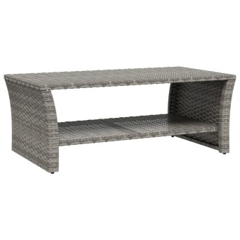 Szürke polyrattan dohányzóasztal 100 x 50 x 40 cm