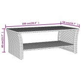 Szürke polyrattan dohányzóasztal 100 x 50 x 40 cm Szürke polyrattan dohányzóasztal 100 x 50 x 40 cm