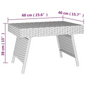 Fekete összecsukható polyrattan kisasztal 60 x 40 x 38 cm