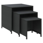 3 db fekete polyrattan rakásolható kisasztal 3 db fekete polyrattan rakásolható kisasztal