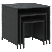 3 db fekete polyrattan rakásolható kisasztal 3 db fekete polyrattan rakásolható kisasztal