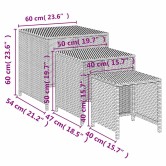 3 db fekete polyrattan rakásolható kisasztal 3 db fekete polyrattan rakásolható kisasztal