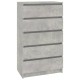 Betonszürke szerelt fa fiókos szekrény 60 x 36 x 103 cm Betonszürke szerelt fa fiókos szekrény 60 x 36 x 103 cm