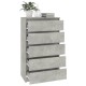 Betonszürke szerelt fa fiókos szekrény 60 x 36 x 103 cm Betonszürke szerelt fa fiókos szekrény 60 x 36 x 103 cm