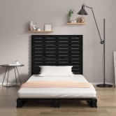 Fekete tömör fenyőfa fali fejtámla 146 x 3 x 91,5 cm