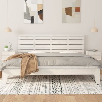 Fehér tömör fenyőfa fali fejtámla 166x3x63 cm