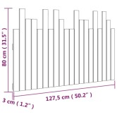 Fehér tömör fenyőfa fali fejtámla 127,5 x 3 x 80 cm Fehér tömör fenyőfa fali fejtámla 127,5 x 3 x 80 cm