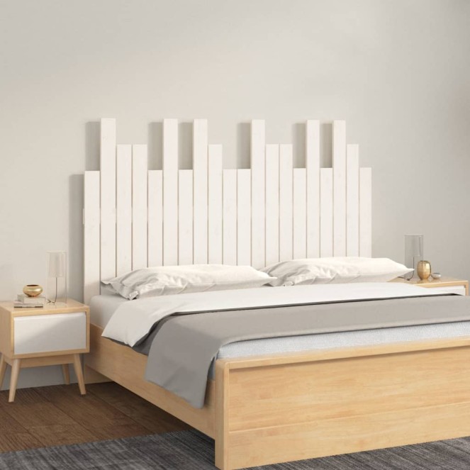 Fehér tömör fenyőfa fali fejtámla 127,5 x 3 x 80 cm Fehér tömör fenyőfa fali fejtámla 127,5 x 3 x 80 cm