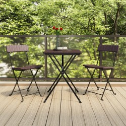 3 részes barna összecsukható polyrattan bisztrószett