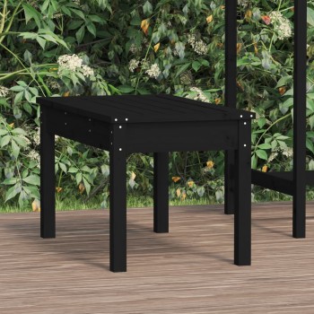 Fekete tömör fenyőfa kerti pad 80x44x45 cm