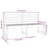 Fekete tömör fenyőfa kerti pad 157,5 cm