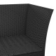 3 részes fekete polyrattan kerti ülőgarnitúra párnákkal