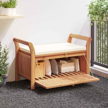Tömör akácfa kerti tárolópad párnával 91 cm