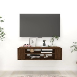 Barna tölgyszínű szerelt fa függő tv-szekrény 100x30x26,5 cm