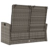 Szürke polyrattan dönthető kerti pad párnákkal 118 cm