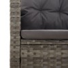 Szürke polyrattan dönthető kerti pad párnákkal 118 cm