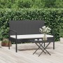 Fekete polyrattan kerti pad párnával 105 cm