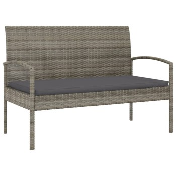 Szürke polyrattan kerti pad párnával 105 cm