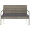 Szürke polyrattan kerti pad párnával 105 cm
