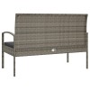 Szürke polyrattan kerti pad párnával 105 cm
