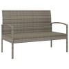 Szürke polyrattan kerti pad párnával 105 cm