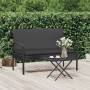 Fekete polyrattan kerti pad párnával 105 cm