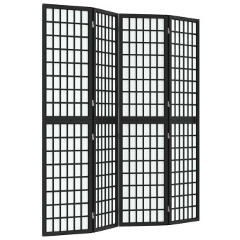 4 paneles fekete japán stílusú összecsukható paraván 160x170 cm