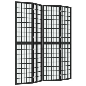 4 paneles fekete japán stílusú összecsukható paraván 160x170 cm