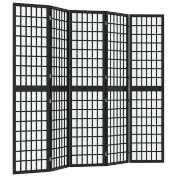 5 paneles fekete japán stílusú összecsukható paraván 200x170 cm