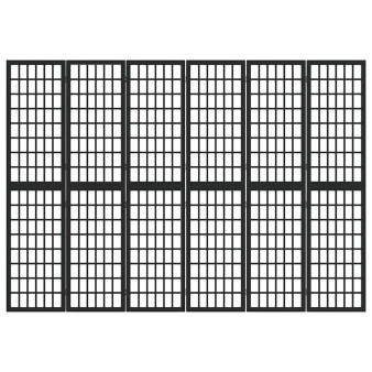 6 paneles fekete japán stílusú összecsukható paraván 240x170 cm