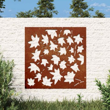 Juharlevél mintás corten acél kerti faldísz 55x55 cm