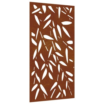 Bambuszlevél-mintás corten acél kerti faldísz 105 x 55 cm