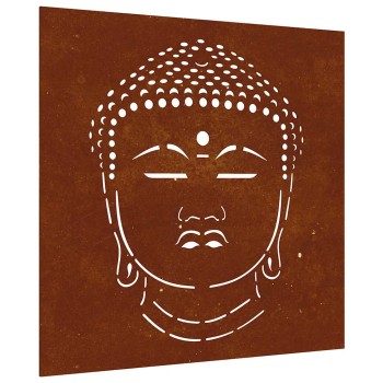 Buddha fej mintás corten acél kerti faldísz 55 x 55 cm
