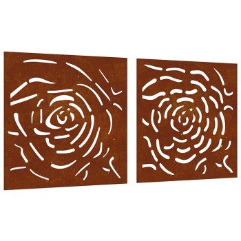 2 db rózsamintás corten acél kerti faldísz 55 x 55 cm