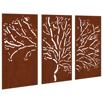 3 db famintás corten acél kerti faldísz 105 x 55 cm