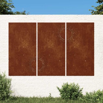3 db napmintás corten acél kerti faldísz 105 x 55 cm