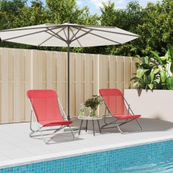 2 db piros textilén és porszórt acél összecsukható strandszék