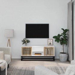 Fehér szerelt fa és vas tv-szekrény 105x30x45 cm