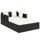 Fekete polyrattan napozóágy párnával 182 x 118 x 63 cm