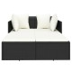 Fekete polyrattan napozóágy párnával 182 x 118 x 63 cm