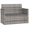 Szürke polyrattan kerti pad párnákkal 105 cm