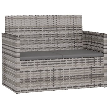 Szürke polyrattan kerti pad párnákkal 105 cm