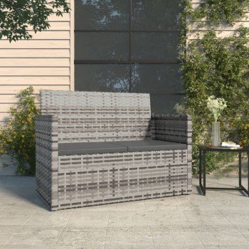 Szürke polyrattan kerti pad párnákkal 105 cm
