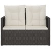 Fekete polyrattan kerti pad párnákkal 105 cm